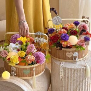 Bamboo woven flower basket