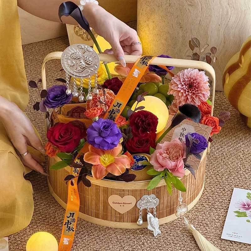 Bamboo woven flower basket - Image 3